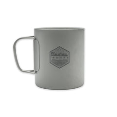 PDW 375ml double wall insulated titanium mug All Terrain laser etched graphic