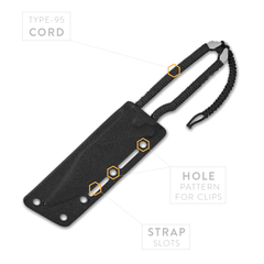 PDW SPD STS-SFLT minimalist EDC utility  pack knife black cord wrap inside kydex sheath