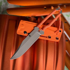 PDW STS-SFLT 9.0 inch MagnaCut field knife with orange kydex sheath — 2.8oz total