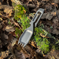 SPD Ti-Spork Chop in field use — titanium EDC spork for backpacking and overlanding