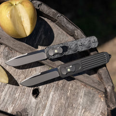 PDW UFO 2.0 OTF EDC knives cutting apple