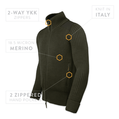 CWO Full Zip Sweater - OD Green