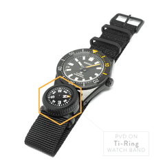 PDW titanium wrist compass on NATO strap.